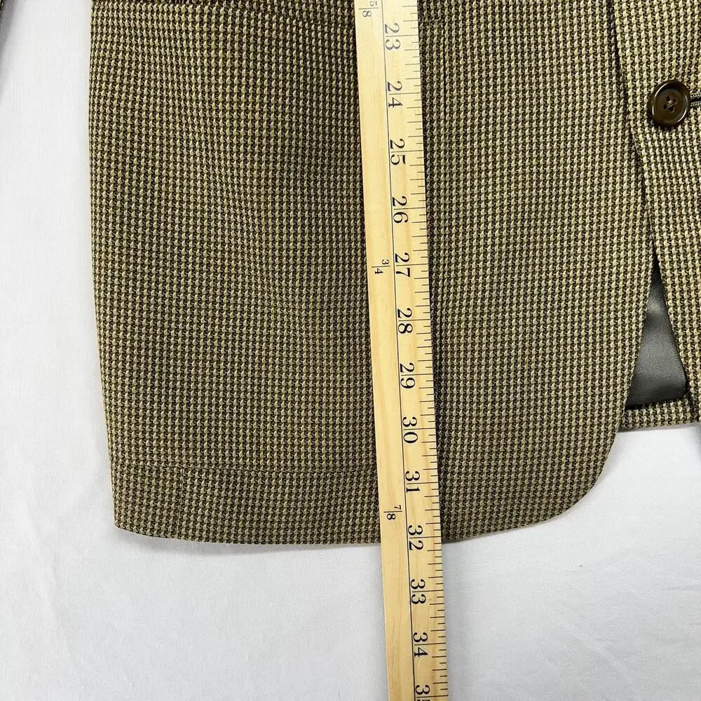 Vintage Austin Reed Wool Sport Coat 40R Tan Houndstooth USA Made Union Blazer